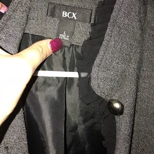 BCX Buttoned/Ruffle Large Blazer - Grey/Black